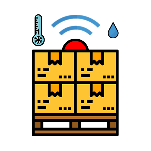 Icon of a pallet of boxes with a radio on top