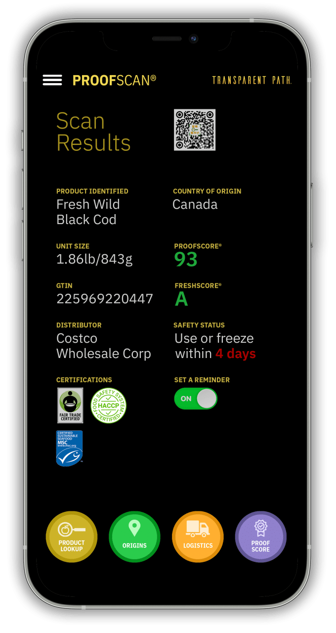 Screenshot of the ProofScan mobile app, in development.